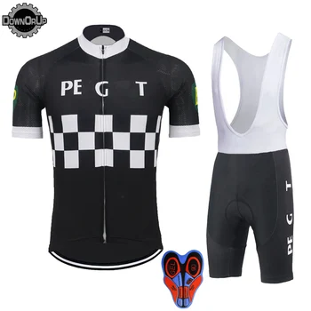 Fekete rövid ujjú kerékpáros mez meghatározott kerékpár viselni jersey-ben meghatározott melles nadrág gél Pad 9D triatlon férfi ruházat ropa Ciclismo DOWNORUP