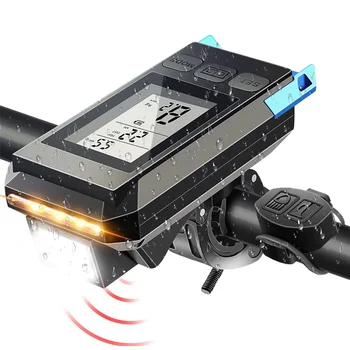 4 az 1-ben Kerékpár első Lámpa LCD Kijelző Sebességmérő pedig Horn USB Újratölthető Kerékpár-Számítógép Kültéri Kerékpározás-Egy