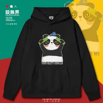 Bambusz bekötött szemű férfi panda, nem látod, hogy az aranyos, imádnivaló, állat mintás férfi kapucnis felső téli új őszi téli ruhák