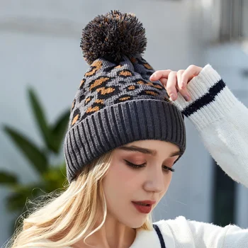 Őszi-téli meleg vastag, meleg gyapjú kalap női gyapjú labdát meleg kötött sapka sapka női kalap sapka