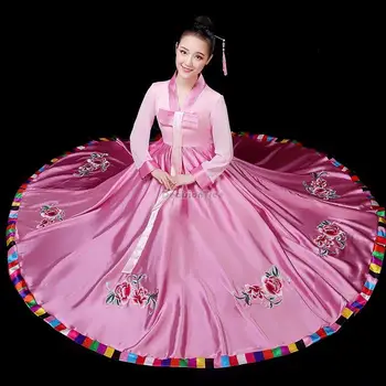 2023 koreai klasszikus stílus a nők hímzéssel, tánc előadás jelmez koreai női kisebbségi elegáns napi szabad gyakran utcára menniük ruha s694