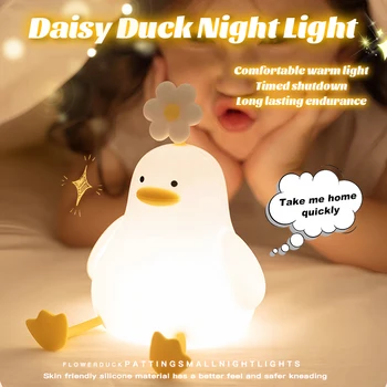 Kacsa Szilikon Pat Éjszakai Fény Aranyos LED Töltés Mobil Telefon készenléti Kawaii Room Decor Aludni nyugalmat Gyermekek Ajándék