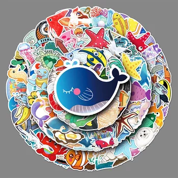 100Sheets Rajzfilm Óceán Sorozat Aranyos Állat Doodle Matricák Bőrönd Sisak Hűtő Notebook Matrica Gyerekeknek Ajándék Játékok