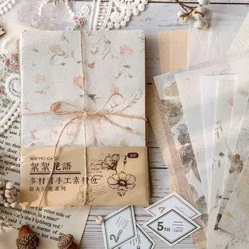 30db/Sok Kávét Levelet Mix Anyag Papír Szemét Lap Tervező Scrapbooking Vintage Dekoratív DIY Kézműves Papír Háttér