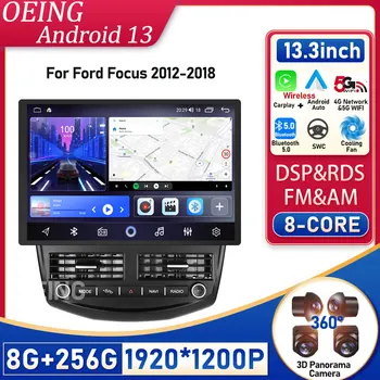 Android Ford Focus 2012 - 2018 GPS Autó Multimédia Rádió Lejátszó, Vezeték nélküli carplay Auto Rádió fejegység, Autostereo QLED Képernyő