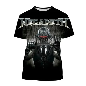 3D-s Divat Megadeth Nyomtatott póló, a Férfiak, a Nők, a Hip-Hop Stílust, Rövid Ujjú Kerek Nyakú Póló Fiúk vintage Top Cool Férfi Ruházat