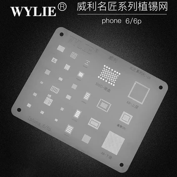 Wylie WL-08 BGA Reballing stencil iphone 6G 6 Plusz 6P A8-as Baseband CPU RAM Nand USB Töltő WiFi Power IC Chip U1700 1610A2
