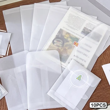 10DB Félig átlátszó Kénsav Papír Borítékok DIY Képeslap Kártya Tároló Táska, Esküvői Meghívó, Ajándék Csomagolás Zsák