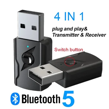 Kiskereskedelmi 4 Az 1-ben USB-Bluetooth-5.0 Vezeték nélküli Adó-Vevő készülék 3,5 Mm-es Aux Audio Adapter Bluetooth Hangszóró TV PC-autótelefon