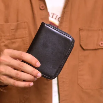 AETOO Tárca cipzár a Nemek közötti ingyenes bőr rövid új első réteg marhabőr pénztárca Vékony pénztárca multi-card érme pénztárca