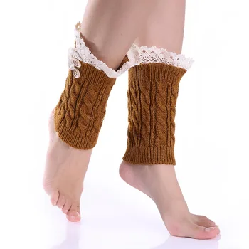 Nyolc 8 csavar gyapjú rövid zokni fedezze Európai, illetve Amerikai új csipke csipke a 2 gombot a nők Őszi-téli essentials