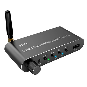 Bluetooth 5.1 a Vevő Adó Audio Converter U-Lemez Lejátszás Coxial/Optikai 3,5 MM-es AUX-R/L DAC Átalakító TV, MP3-Fekete
