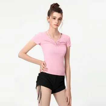 a jóga ruhát, gyorsan száradó feszes, szexi felső futó fitness sport képzés női LULU jóga rövid ujjú