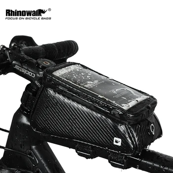 Rhinowalk Vízálló Kerékpár Első Keret Táskák MTB Országúti Kerékpár Váz Első Cső Táska Esővédő érintőképernyő Kerékpáros Felső Kerékpáros Táskák