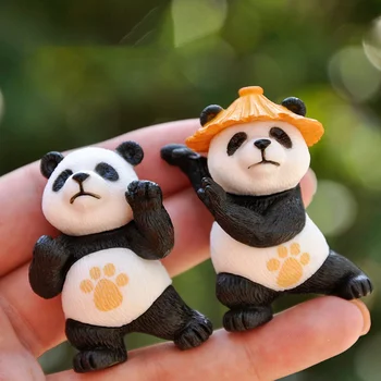Gadpiparty Mini Panda Figura Aranyos Panda Baba Kung Fu Pvc Panda Szobor Tündér Kert Állatok Kaspók Bonsai Kézműves Torta Topper