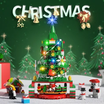 BuildMoc 2023 Téli Új Év Karácsonyfa Lámpák Építőkövei Meghatározott Mikulás Dísz Tégla Játékok A Gyermekek Karácsonyi Ajándékok