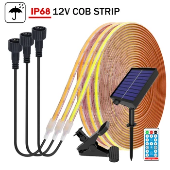 Solar Power LED Szalag Lámpa IP68 Vízálló COB LED Szalag Távoli 12V Rugalmas COB Szalag Beltéri Kültéri Medence