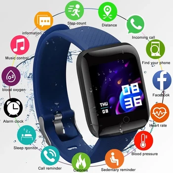 Intelligens Karóra Férfi Nő Üzenet, Emlékeztető, Vérnyomás Csatlakoztatott Bluetooth Mobil Telefon Sport Smartwatch 116Plus Gyerek Karóra